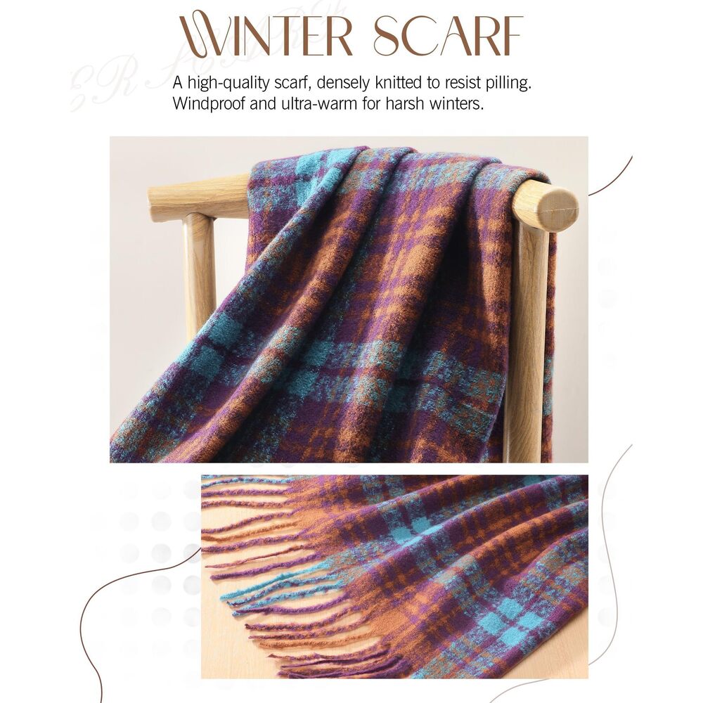 2583 Scarf For Women- Scarves Women Winter Warm, Plaid Long - Picture 6 of 7